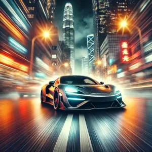 DALL·E 2024-08-21 17.52.15 - A thrilling scene of a sports car racing down a city street at n...webp