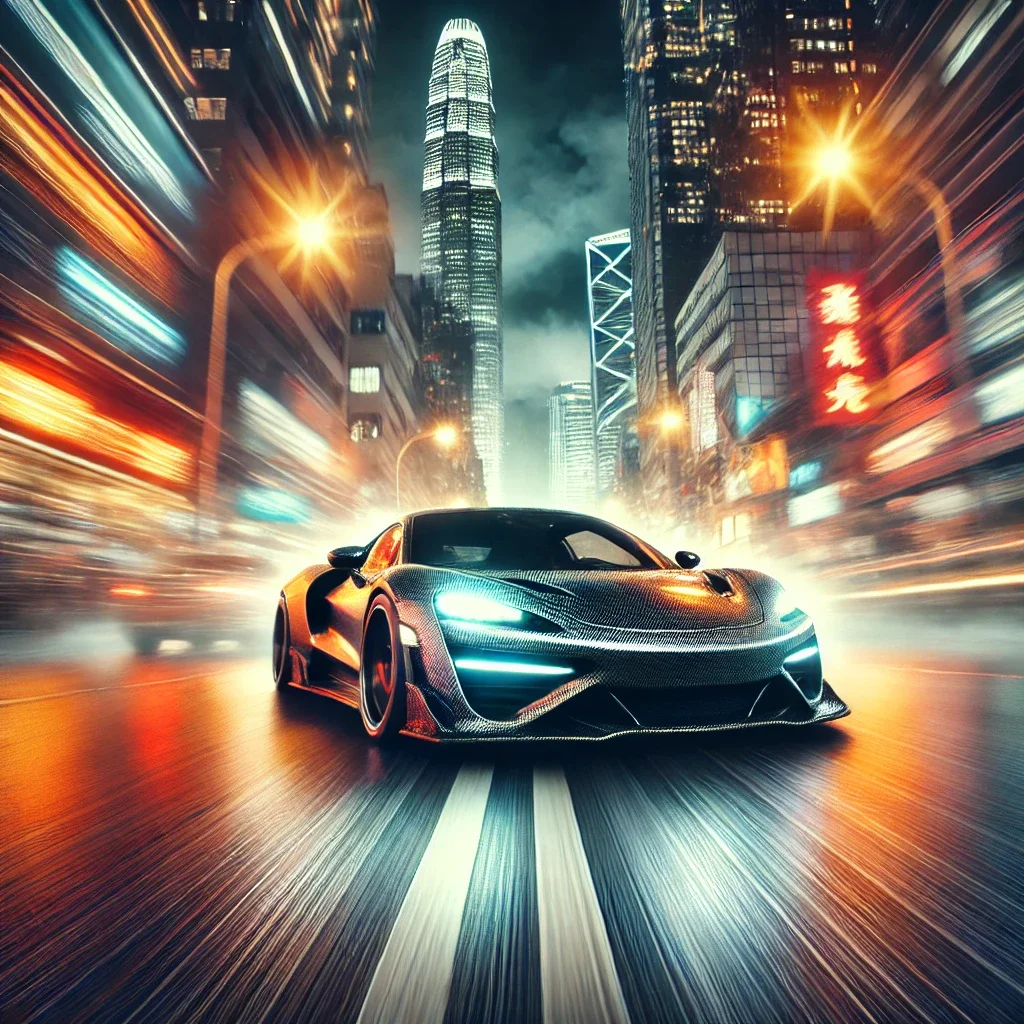 DALL·E 2024-08-21 17.52.15 - A thrilling scene of a sports car racing down a city street at n...webp